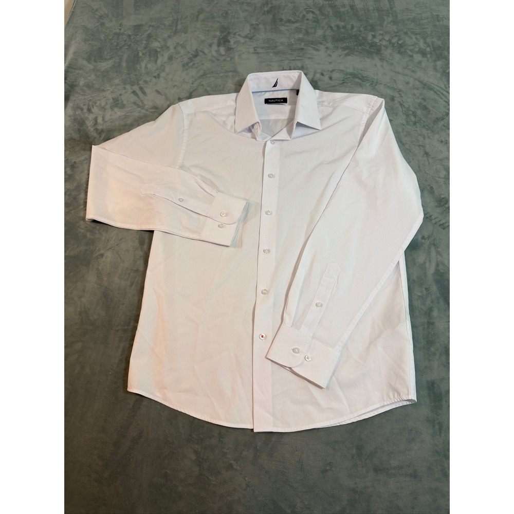 Nautica Mens Slim Fit White Dress Shirt Long Sleeve Size 15-15.5 32/33 M